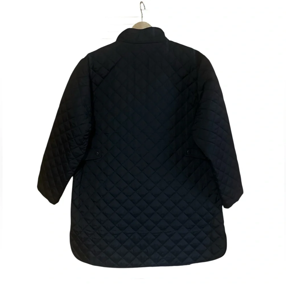 Lands' End Black Quilted Barn Chore Jacket Womens Size XL